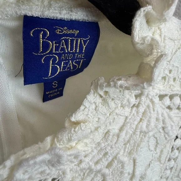 Disney Beauty & The Beast Women’s Ivory Lace Mini Dress w/ Ruffled Keyhole - Picture 3 of 4